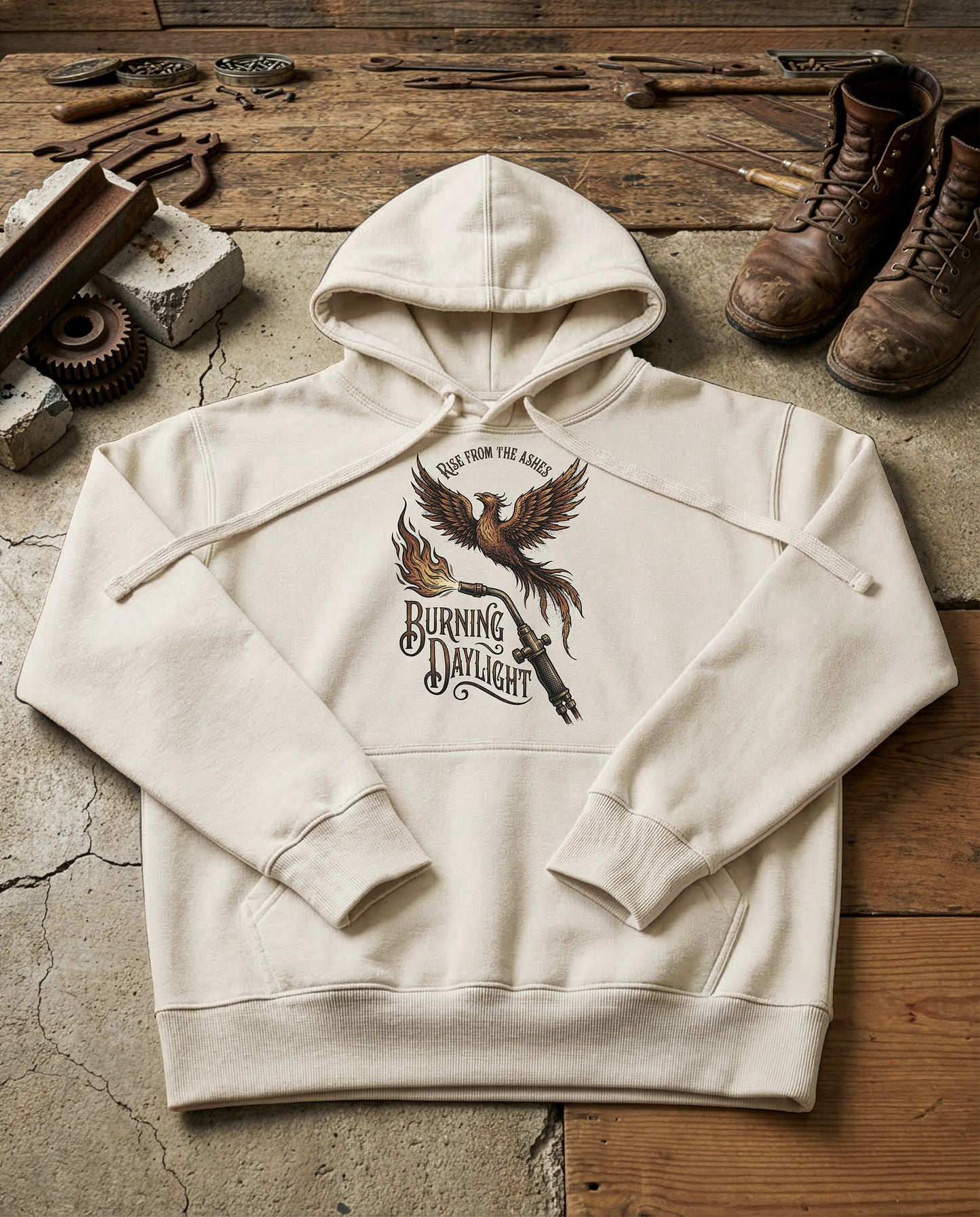 Welding Phoenix | Structured Hoodie - bone.jpg