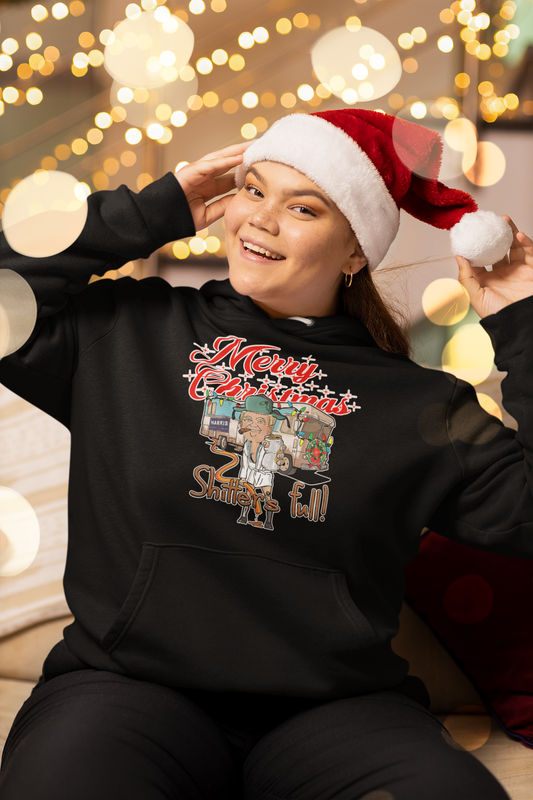 Trump - "The Shitter is Full" Christmas Shirt - Get Ready to Sleigh the Holidays with a Classic Twist on Humor! Hoodie