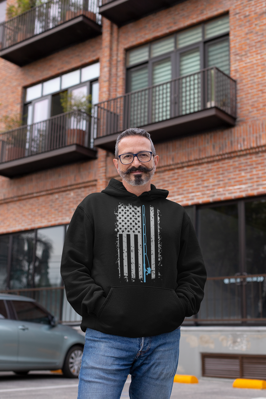 Flag with Blue Fishing Pole