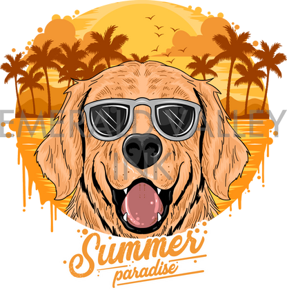 Golden Dogs Wearing Sunglasses During Summer at the Beach